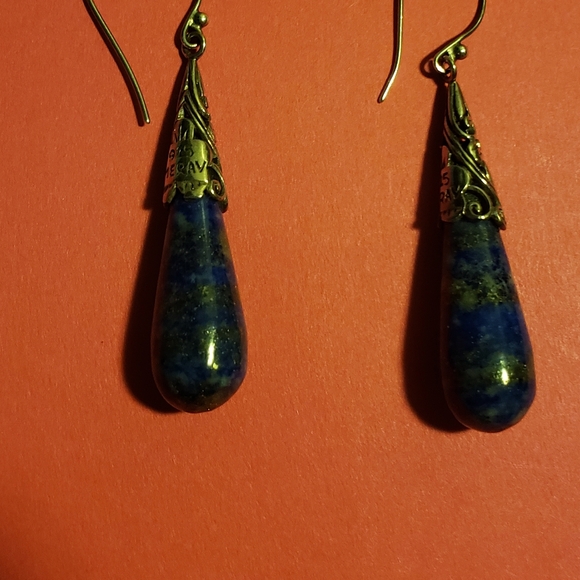 Vintage 925 Sterling Silver Blue Sodalite Stone Earings - Picture 3 of 5